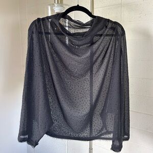 ZARA sheer embellished long sleeve top